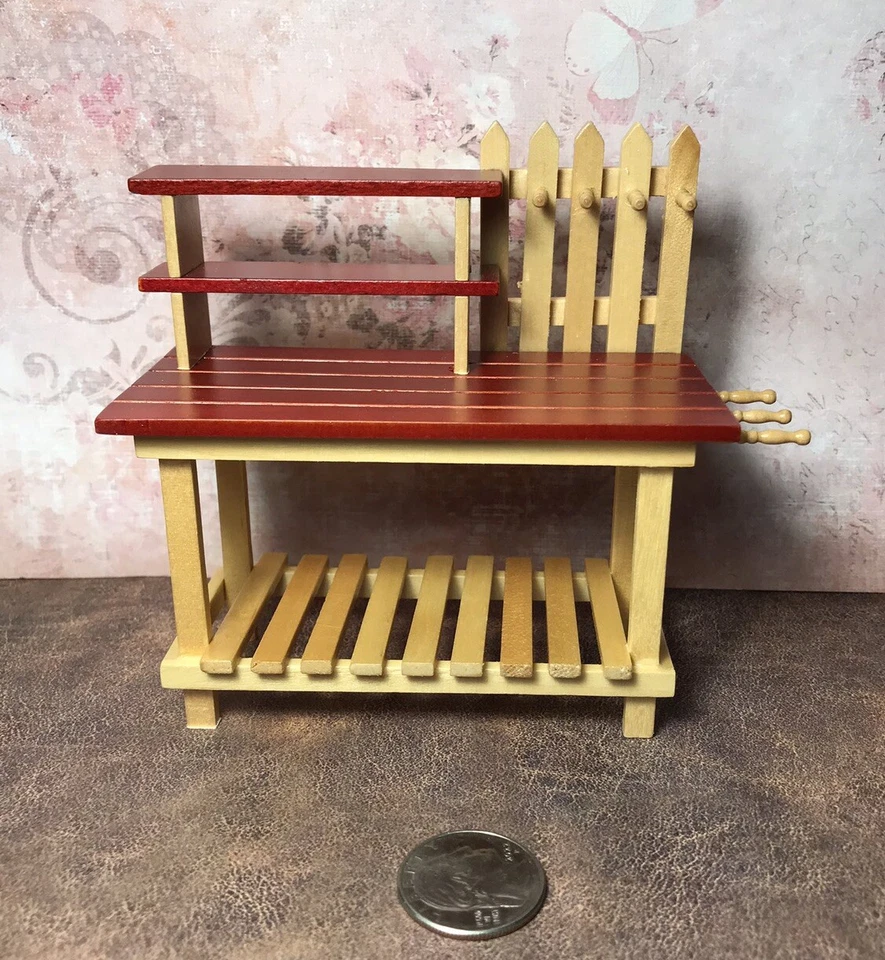 MESA DE BANCO DE TRABAJO DE JARDÍN ESCALA 1:12 CASA DE MUÑECAS NUEVA Foto 3 de 3