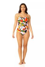 Anne Cole Women's Standard Twist Front Shirred One Piece Swimsuit Multi Size 6