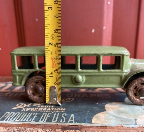 Antique 1920s Cast Iron A.C. Williams Arcade Green FAGEOL BUS Toy W/ Disc Wheels - Picture 15 of 16