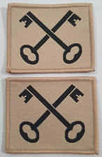 Pair 2nd Division (Black Crossed Keys On Sand) Merrowed Edge Formation Patches
