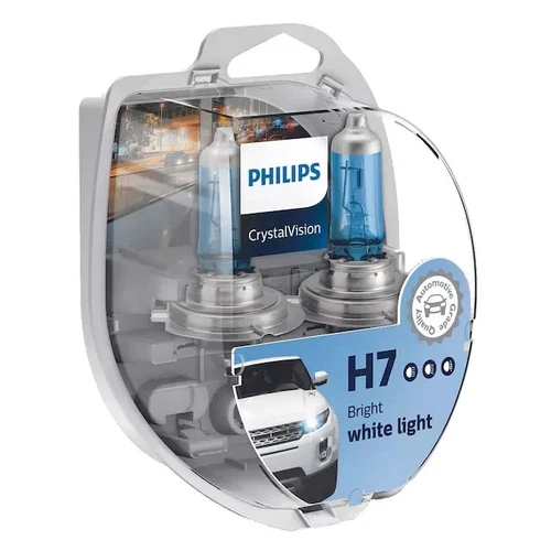 PHILIPS H7 Crystal Vision 4300K Bulbs 12972CVSM with Parking Lights Genuine