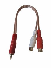 6 inch RCA 1 Male to 2 Female Gold Plate Audio Adapter Y Splitter Cable 6"