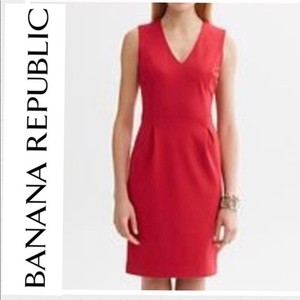 red v neck sheath dress