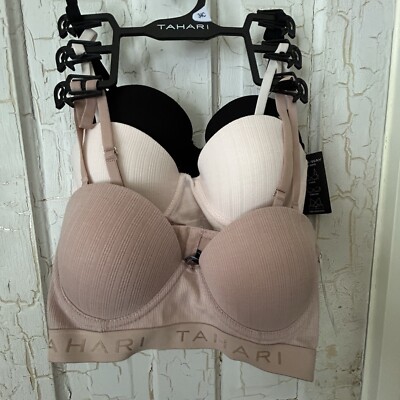 TAHARI New 34C (3) Pack Multi-Way Convertible Nude, Ivory & Black Set RETAIL $72