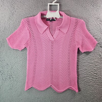 NWOT English Factory Shirt Top Women Small Knit Scallop Hem Pink - Pls Read