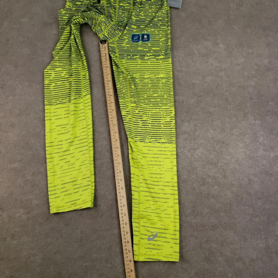 Asics Full Length Tights Mens Large Yellow Black Lightweight Compression Stretch - Image 3 of 4