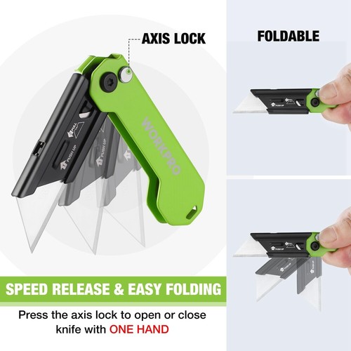 2 x EDC Folding Utility Knife Mini Box Cutter Open Axis Lock Quick Change Blade - Picture 6 of 9