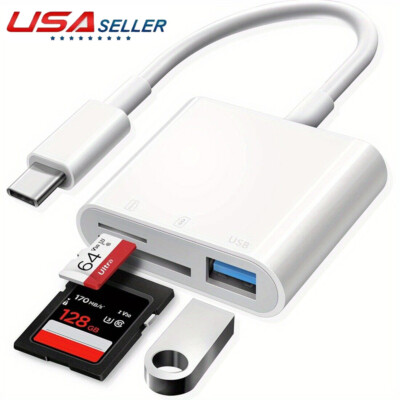 USB C 3 in 1 Card Reader Adapter USB Camera Micro SD Memory Slot OTG Hub ipad