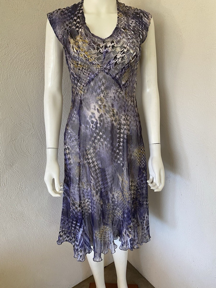 Komarov Sleeveless A-Line Sheer  Crinkle Dress Size Small