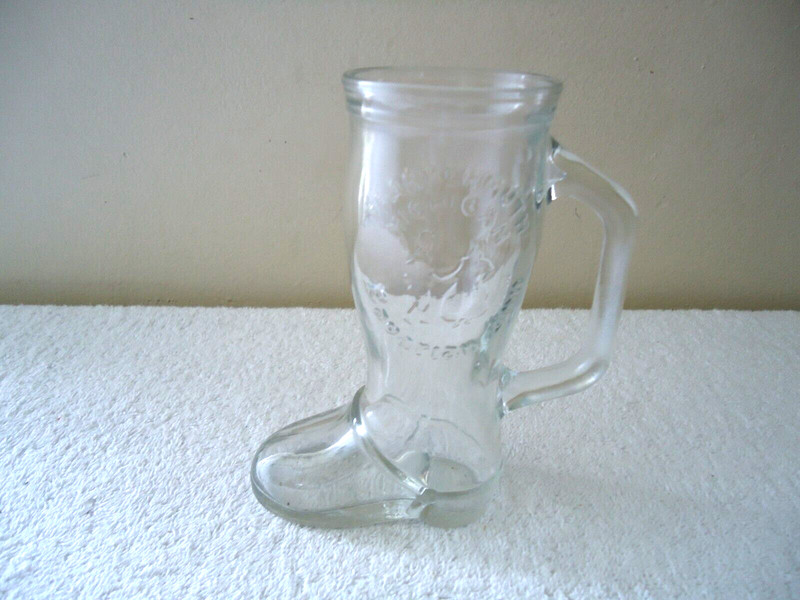 Vintage Frankenmuth Michigan Bavarian Inn Glass Cowboy Boot Mug " Great Item "