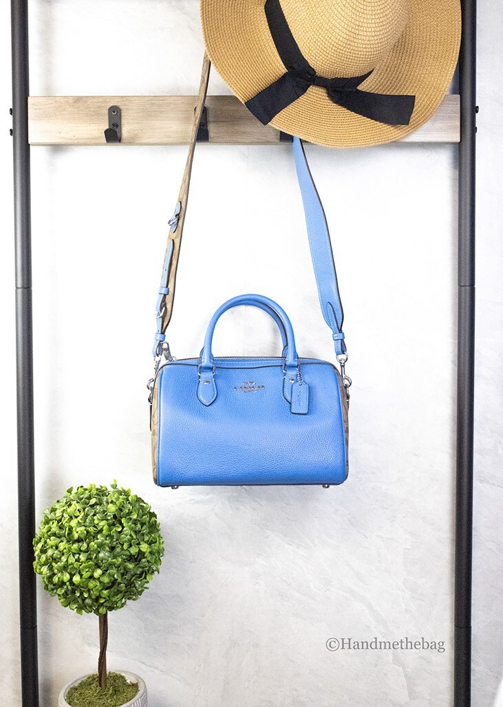 Coach (CJ592) Rowan Mixed Racer Blue Canvas Leather