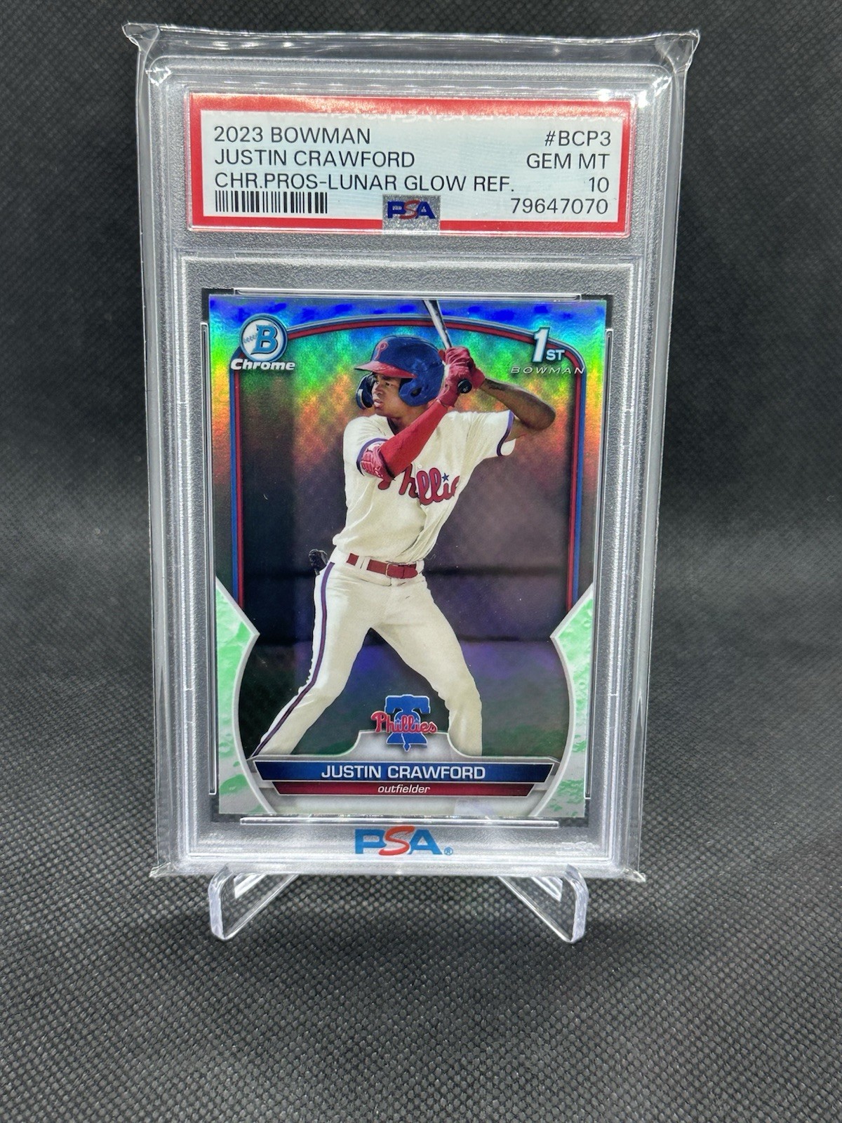 Justin Crawford - 2023 Bowman Chrome Lunar Glow Refractor #BCP-3 PSA 10