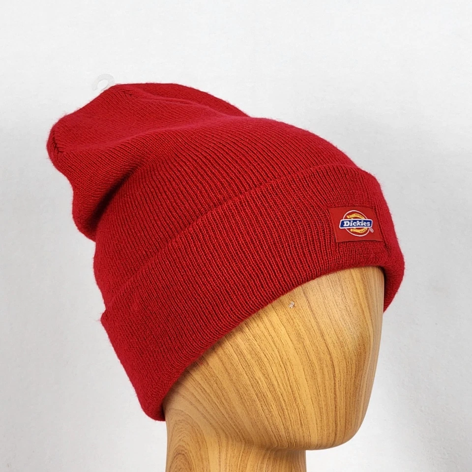 Dickies Red Knit Acrylic Cuffed Beanie Cap OSFM - Image 3 of 4