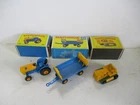 Matchbox Lesney Regular Wheels #39 Tractor, #40 Trailer & #8 CAT Dozer, boxed