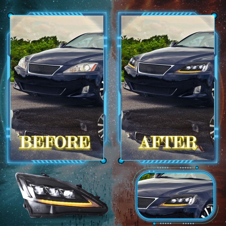 VLAND Scheinwerfer für Lexus IS250 IS350 IS200d IS F 2006-2014 Base Sedan 4-Door - Bild 4 von 4