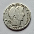 1892-P Better Date 90% Silver Barber Half Dollar
