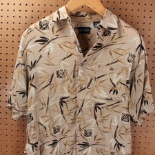 vtg PURITAN rayon shirt MEDIUM aloha tiki vacation floral camp dad 90s 00s y2k