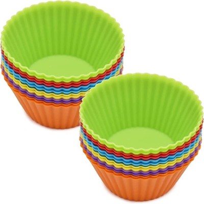 12 Silicone Cake & Muffin Cupcake Liners Reusable Baking Cups & Chocolate Molds