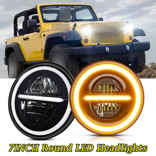 NEW 2026 For Jeep 2007-17 Wrangler JK JKU 7" Round H4 LED Headlights Kit