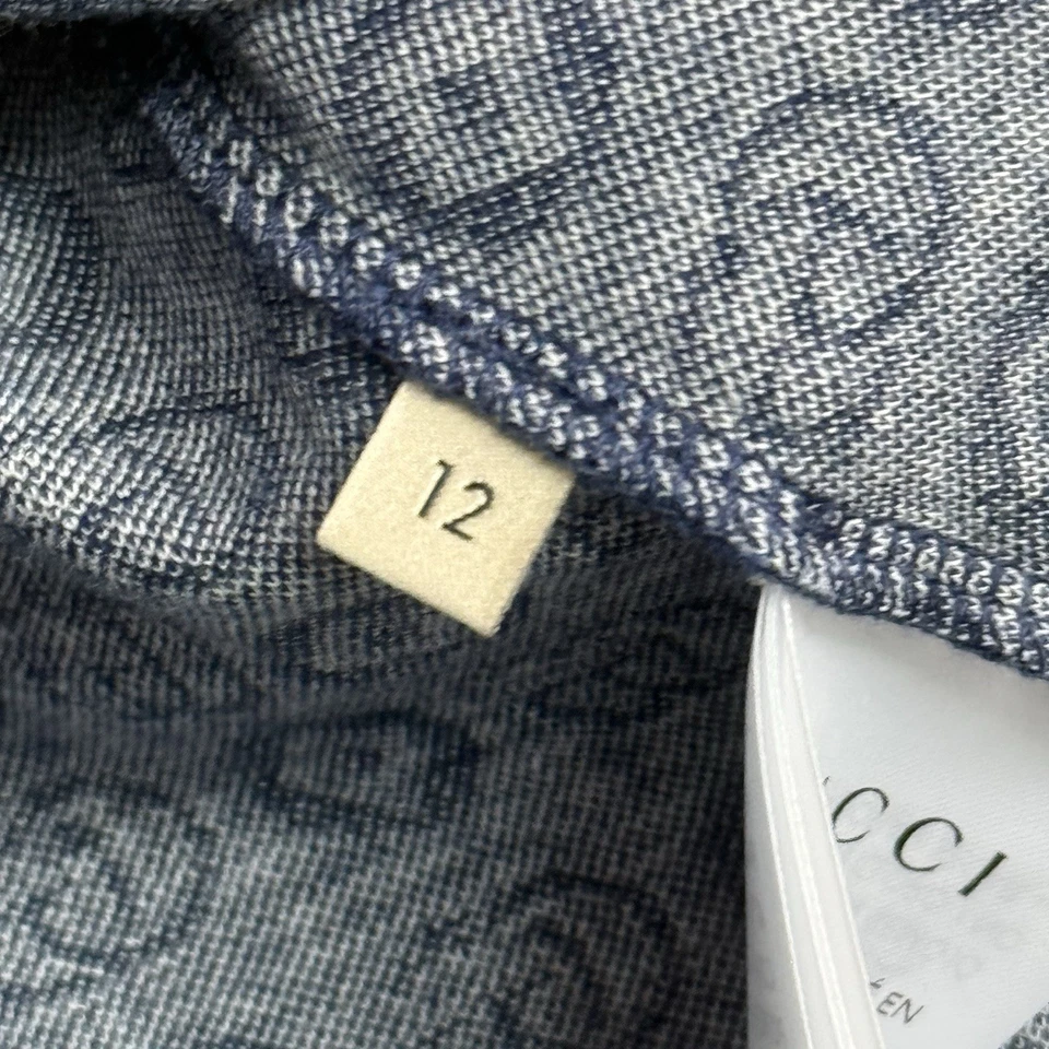 Gucci Double G Logo Polo Shirt Quarter Button White And Blue Youth Size 12 - Image 3 of 4