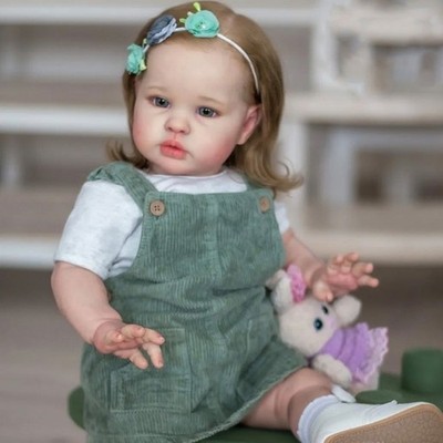 22'' Lifelike Toddler Girl Reborn Baby Doll Rooted Hair Cloth Body Handmade Gift