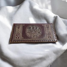 Vintage Italian Leather Wallet/Checkbook Cover Embossed Design Brown/Burgundy
