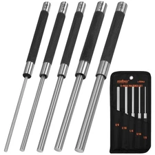 5-Piece Roll Pin Punch Set, 8-Inch Carbon Steel Pin Punch Tool Kit (1/8" to 3...