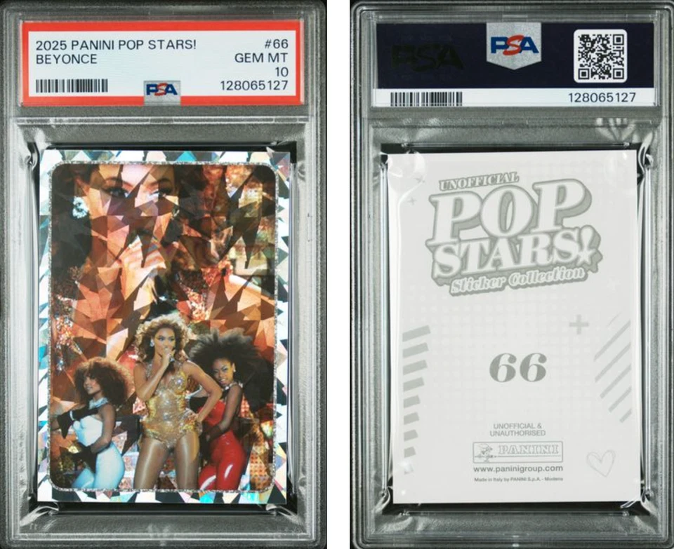 Beyonce 2025 Panini Pop Stars! Stickers #66 Silver Foil SP PSA 10 Gem Mint Pop 1 - Image 3 of 3