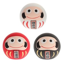 SET of 3 Japanese 2.25"H Red Black White Daruma Doll Success Safety Good Health