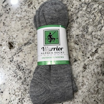 NEW Warrior Alpaca Therapeutic Outdoor Socks Grey Large USA Made