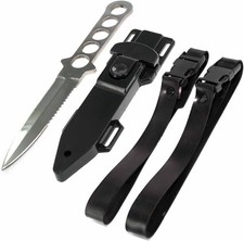 8.5" SCUBA Dive Knife and Sheath w/ Rubber Leg Straps - Double Edge - NEW