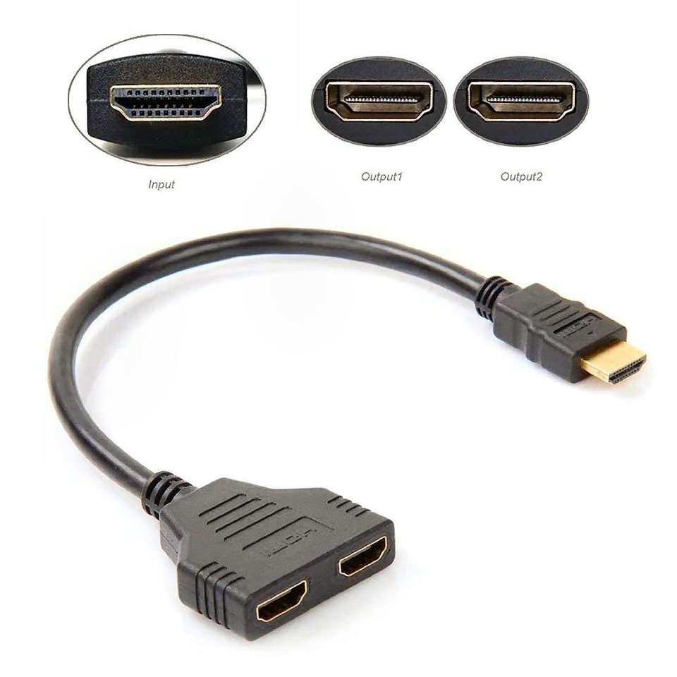 4K HDMI Cable Splitter Adapter 2.0 Converter 1 In 2 Out 1 Male to 2 ...