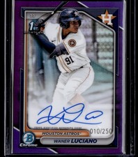 WANER LUCIANO 2024 BOWMAN CHROME PROSPECT AUTOGRAPHS PURPLE REFRACTOR RC AUTO