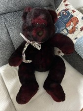 Vintage JC Penny Holiday Collection Rare Maroon Bear Bow tie Plush 27" Good Look