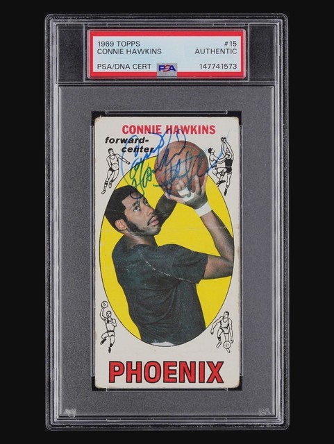 Connie Hawkins Signed 1969-70 Topps  #15 (RC) PSA.  Vintage Signature !
