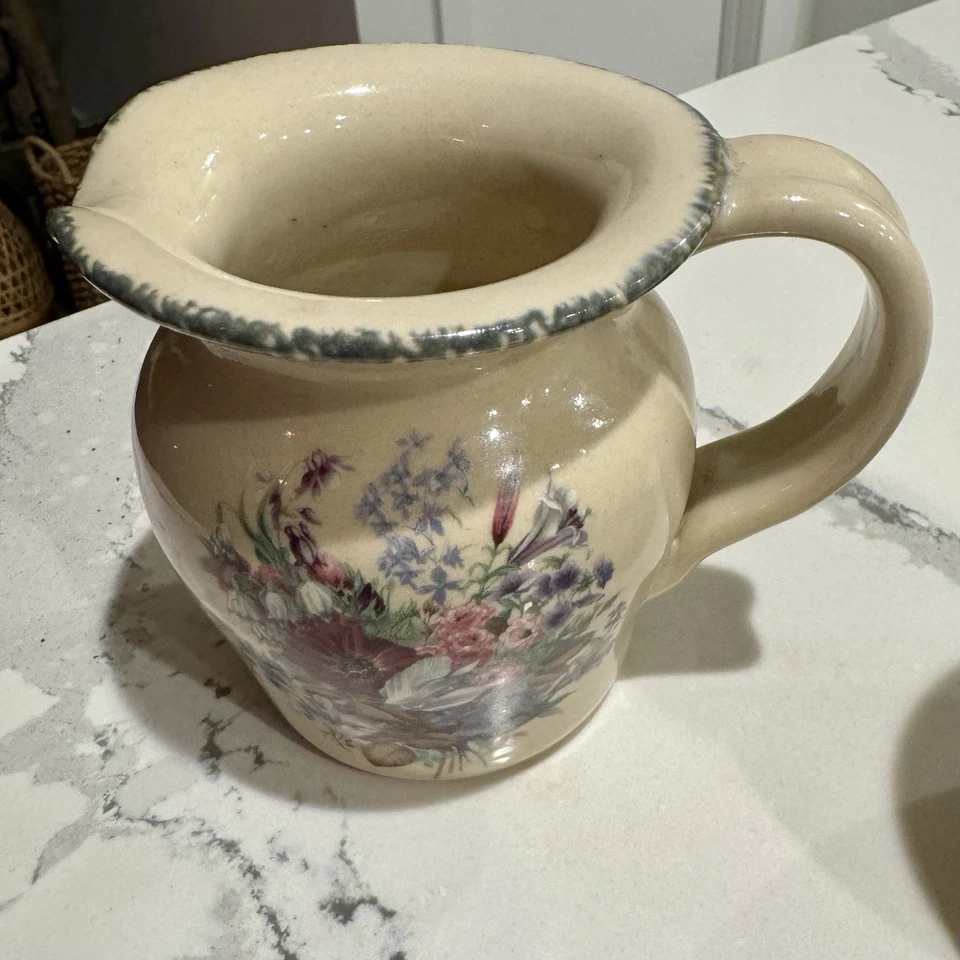 Plato de mantequilla de azúcar crema fiesta hogar y jardín vintage gres floral 2000 EE. UU. Foto 4 de 4