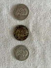 Lot of 3 Benjamin franklin half dollars 90% Silver 1957 D Mint Marks