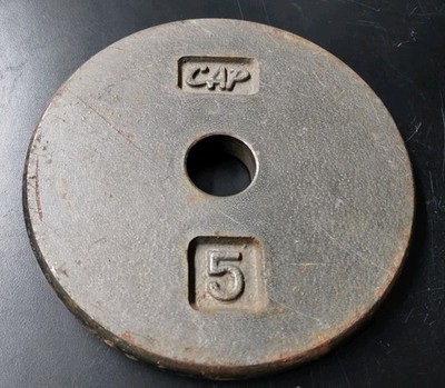 1 x 5lbs. Gray Barbell 1  Standard Pancake Cap Weight Plate 