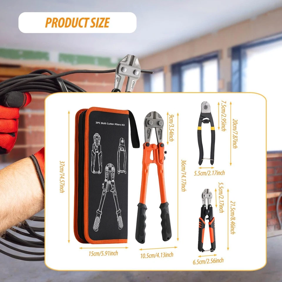 3 pinces coupe-boulons, mini-coupe 20 cm pour rivets et - Photo 3/4