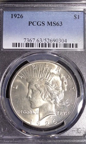 1926 Philadelphia $1 Peace Silver Dollar PCGS MS63 (304)