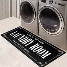 17x47 Inch Non Slip Washable Runner Rug Bathroom Mudroom Kitchen Decor Black