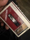 Sony Walkman AM/FM Radio Cassette Tape Player WM-F10 Red Tested Working VTG