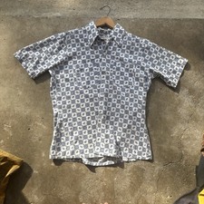 Vintage 60s Arrow Cotton Poly Loop Collar Button Up Shirt Mens Medium Rockabilly