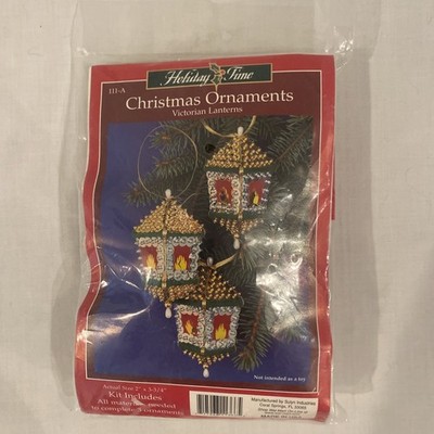 Vintage VICTORIAN LANTERNS Ornament Kit Christmas Pin Sequin Bead Holiday Time