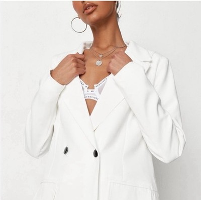 Missguided Women s Classic White Double Breasted Blazer Size 6