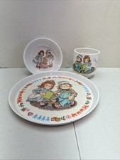 1969 Plastic Oneida Raggedy Ann  Andy Plate Mug Bowl