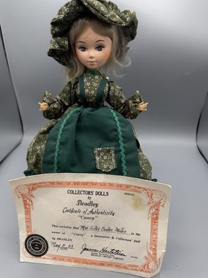 Vintage Bradley Dolls Casey 1983 Collector Doll w/ COA Green Dress Bonnet