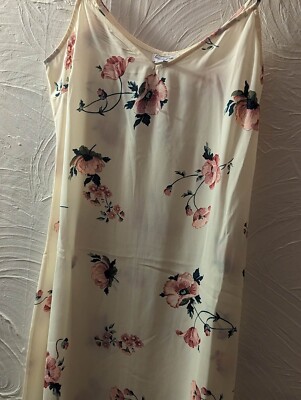 Love Fire jWomen's S/P Cream Dress W/Pink Flowers Adjustable Strap | eBay