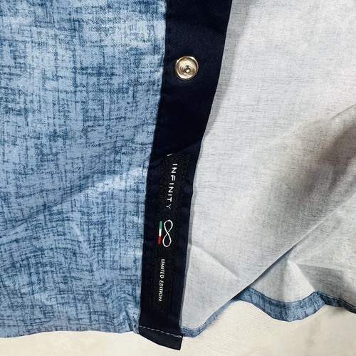 Infinity Blue Cotton Long Sleeve Easy Iron Snap Closure Shirt Size 6XL - Foto 5 di 6