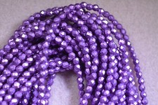 Czech Fire Polished 3mm round faceted glass beads - CT Sat Met Spring Crocus